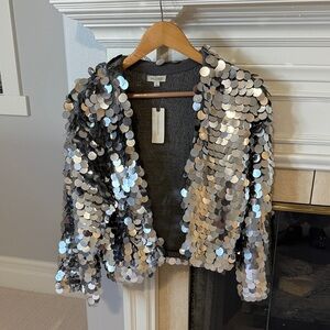 Anthropologie Pilcro boxy sequin paillette cardigan sweater NWT